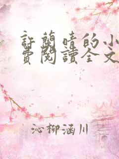 许兰晴的小说免费阅读全文