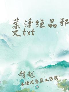 叶潇绝品邪少全文txt