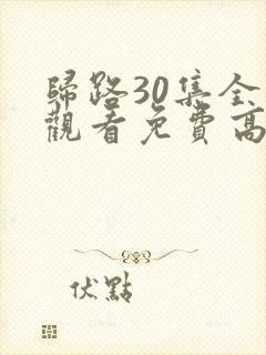 归路30集全集观看免费高清电视剧