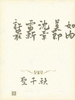 许雷沈美如小说最新章节内容