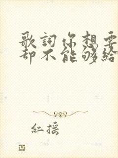 歌词你想要的我却不能够给你我所有