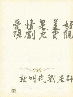 爱情是美好的电视剧免费观看