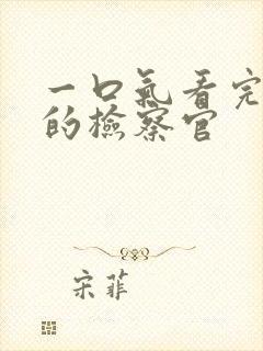 一口气看完九部的检察官