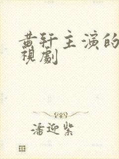 黄轩主演的新电视剧