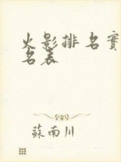 火影排名实力排名表