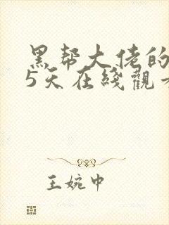 黑帮大佬的365天在线观看