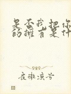 是否我把你真正的拥有是什么歌