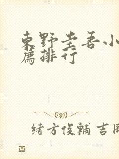 东野圭吾小说推荐排行