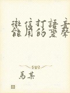 微信打语音电话能用的变声器