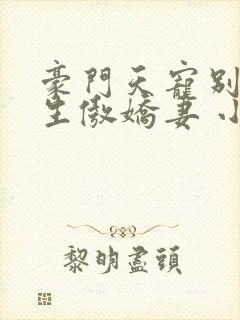 豪门天宠别惹重生傲娇妻 小说