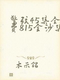 惊弦45集全免费815金沙集团