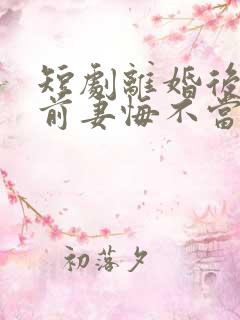 短剧离婚后冷傲前妻悔不当初合集