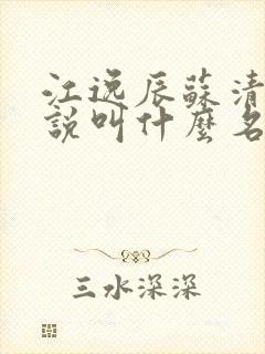 江逸辰苏清柔小说叫什么名字