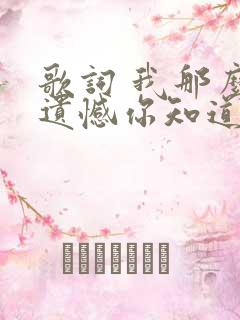 歌词 我那么多遗憾你知道吗