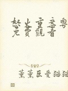 怒火重案粤语版免费观看