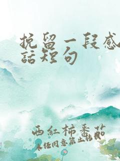 挽留一段感情的话短句