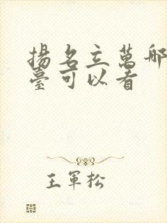 扬名立万哪个平台可以看