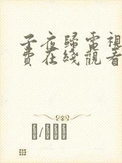 子夜归电视剧免费在线观看全集高清