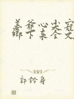 姜爷心尖宠她从乡下来全文免费阅读