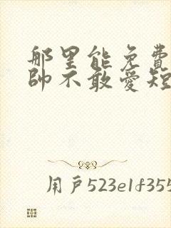 那里能免费看少帅不敢爱短剧