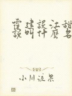 霍建设江甜琴小说叫什么名字