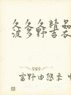 久久久精品国产波多野吉衣