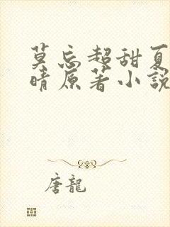 莫忘超甜夏哲欧晴原著小说叫什么