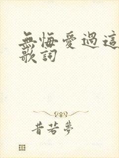 无悔爱过这一回歌词