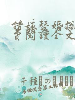 错嫁替婚总裁免费阅读全文