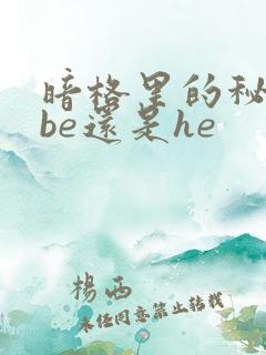 暗格里的秘密是be还是he