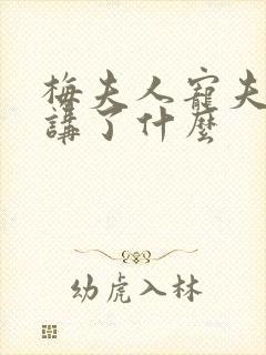 梅夫人宠夫日常讲了什么