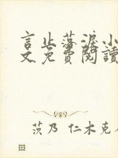 言止落泪小说全文免费阅读