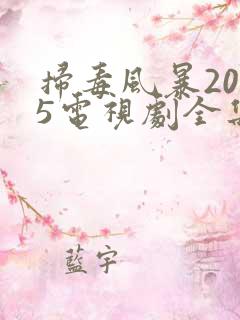 扫毒风暴2025电视剧全集免费观看