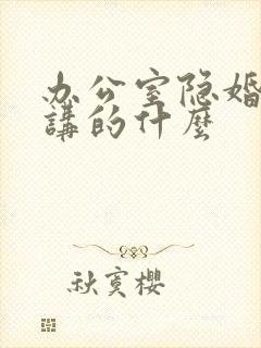 办公室隐婚小说讲的什么