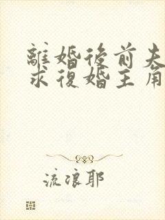 离婚后前夫哭着求复婚主角