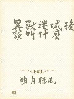 异兽迷城后续小说叫什么