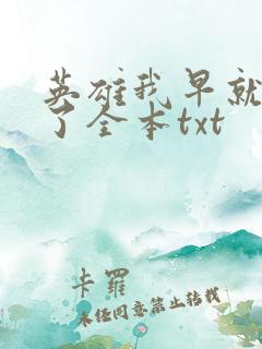 英雄我早就不当了全本txt