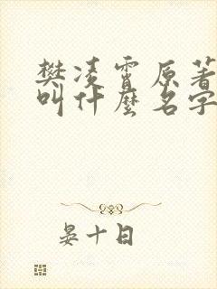 樊凌霄原著小说叫什么名字