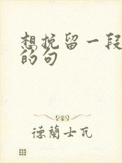 想挽留一段感情的句