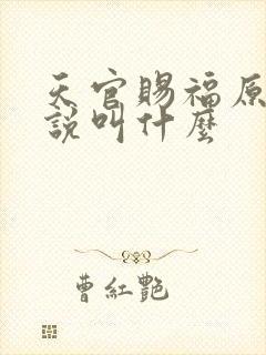 天官赐福原著小说叫什么