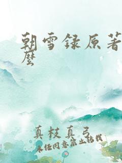 朝雪录原著叫什么