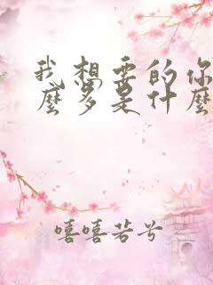 我想要的你就这么多是什么歌