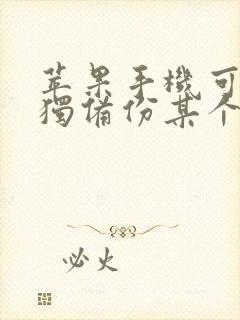 苹果手机可以单独备份某个软件吗