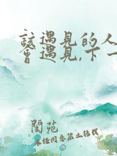 该遇见的人终究会遇见,下一句