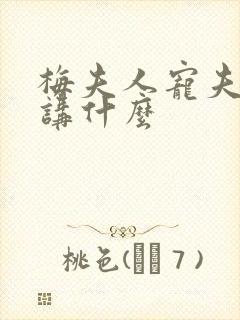 梅夫人宠夫日常讲什么