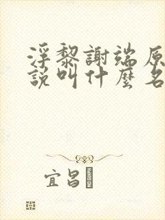 浮黎谢端原著小说叫什么名字