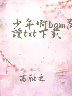 少年啊bgm阅读txt下载