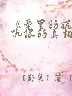 《爱里的谎言,仇恨的真相》短剧