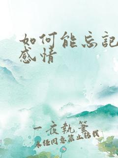 如何能忘记一段感情