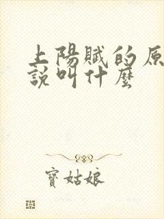 上阳赋的原著小说叫什么